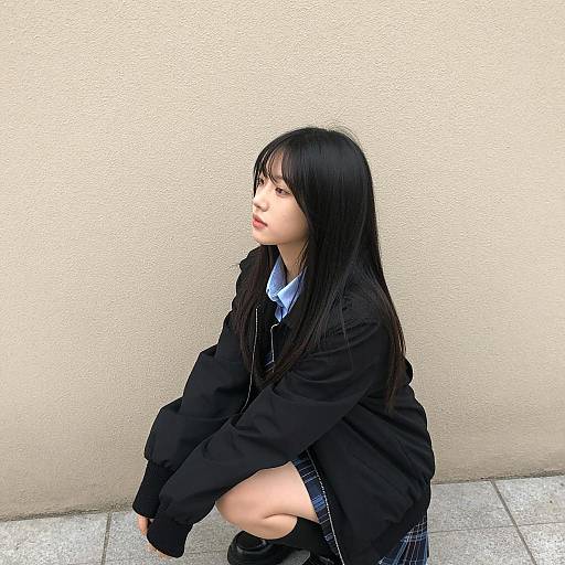 Young Asian Woman in a Beige Setting