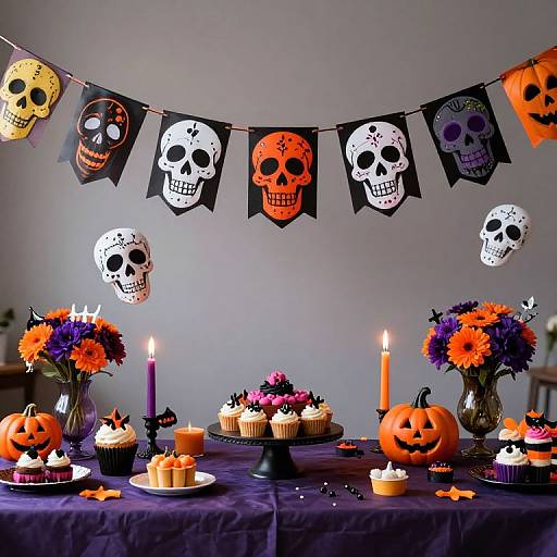 Whimsical Halloween Skull Banner Party