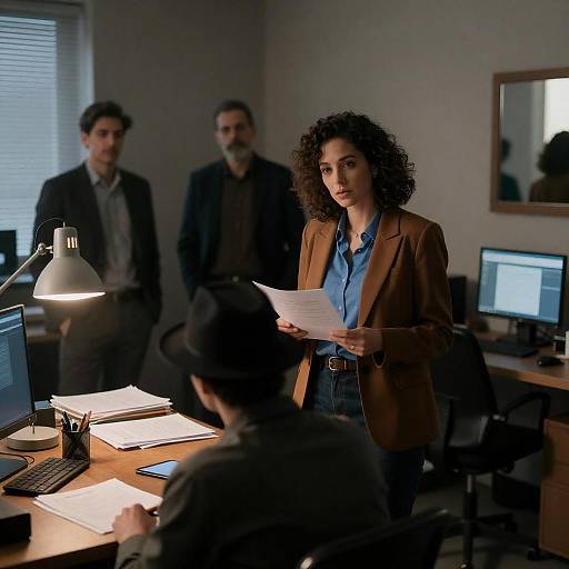 Intriguing Office Encounter at Dusk