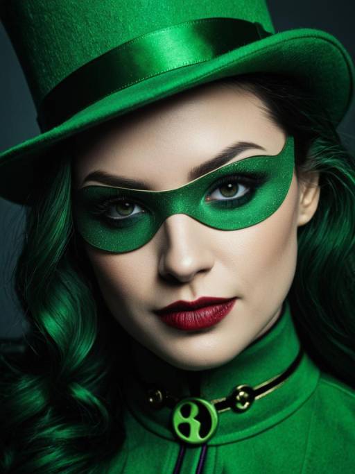 Close-Up of Woman in Riddler Costume