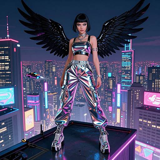 Cyberpunk Neon Fantasy Woman Illustration