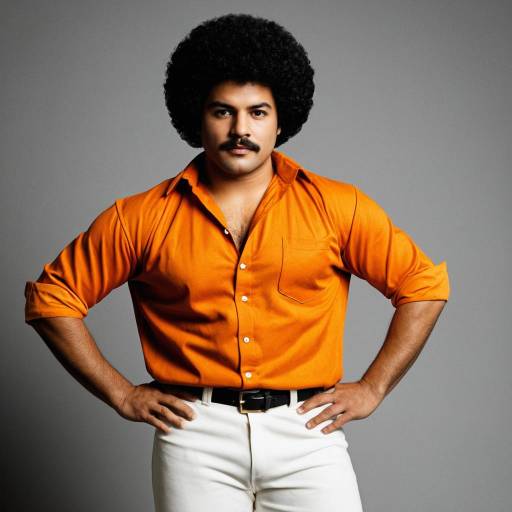 Man in Orange Shirt with Afro Hairstyle