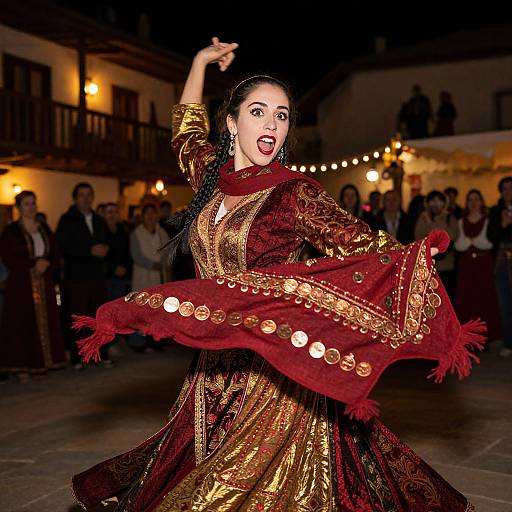 Dynamic Gypsy Dancer in Bohemian Costume