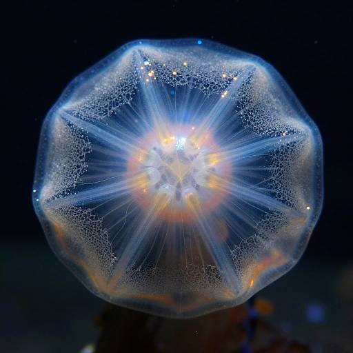Iridescent Jellyfish in Deep Ocean
