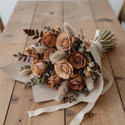 Elegant Brown Floral Bouquet Aesthetic