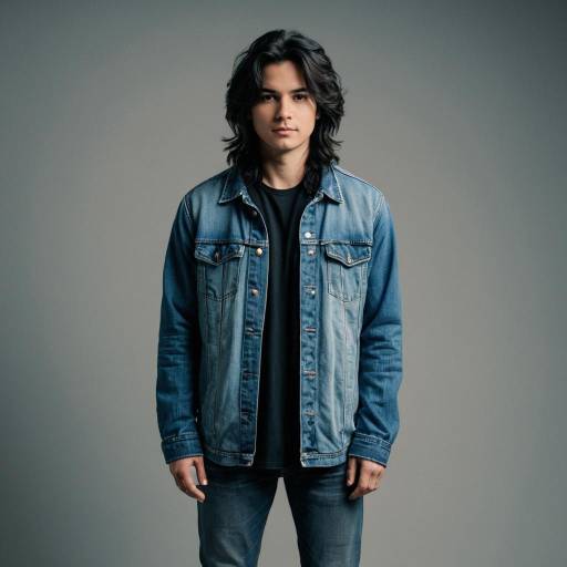 Young Man in Denim Jacket with Tousled Hair