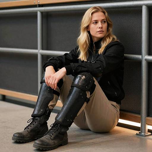 Blonde Woman in Combat Gear Portrait