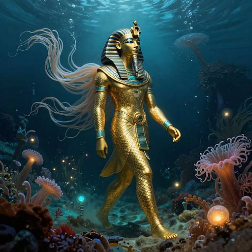 Surreal Underwater Pharaoh Dreamscape
