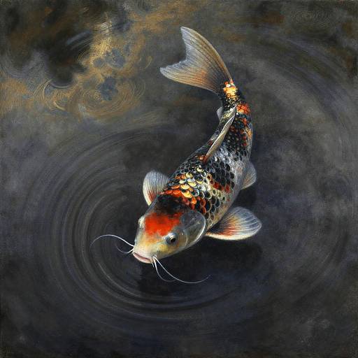 Odilon Redon Style Floating Koi Fish