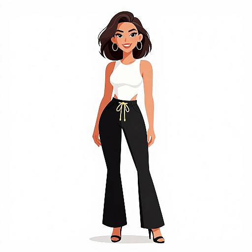 Smiling Chic Woman in Minimalist Outfit