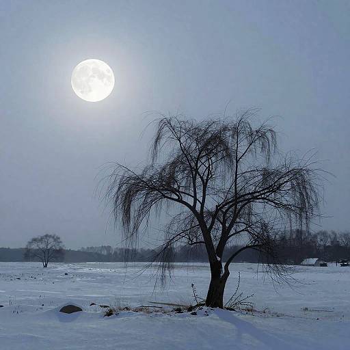 Minimalist Snowy Tundra with Willow