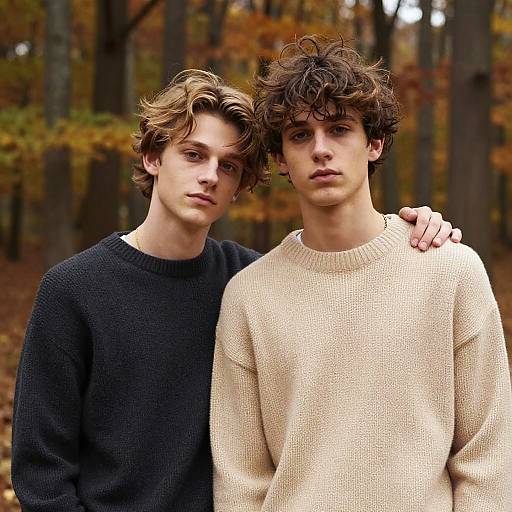 Young Couple in Autumn Forest