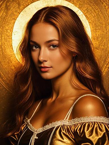 Portrait of Young Woman with Golden Halo