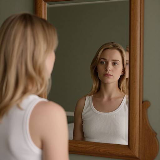Serene Blonde Woman Before Mirror