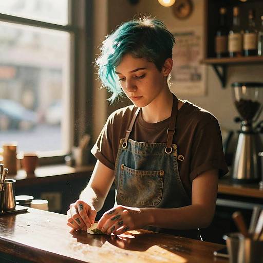 Teenage Barista in Golden-Hour Warmth