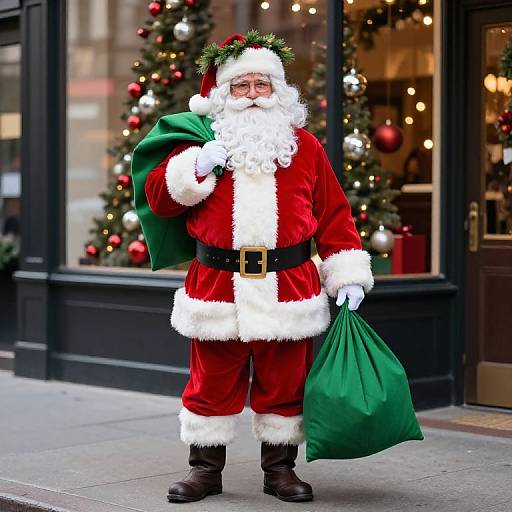 Santa Claus on City Sidewalk