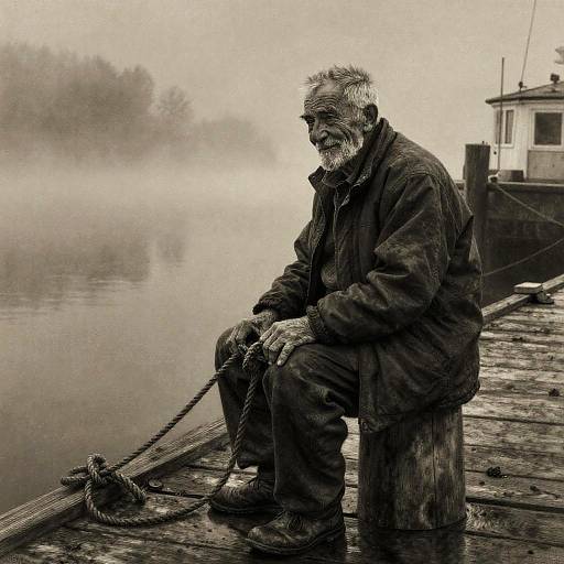 Moody Charcoal Drawing of Old Fisherman