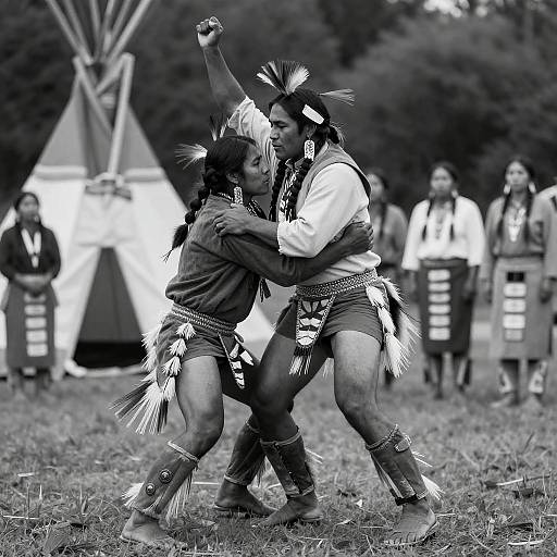 Native American Men in Traditional Fight