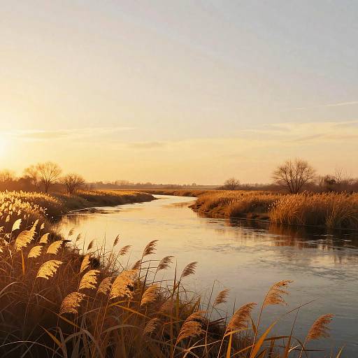 Serene River Delta at Sunset