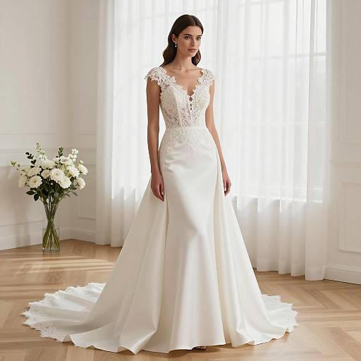 Elegant Wedding Dress with Lace Bodice
