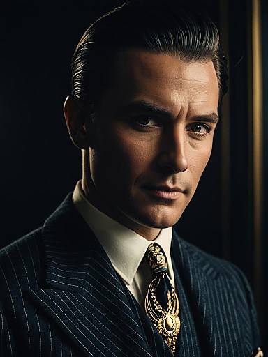 1920s Man Headshot with Slick Hair