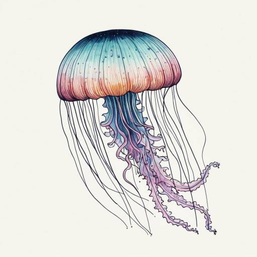 Hand-Drawn Pastel Jellyfish Illustration