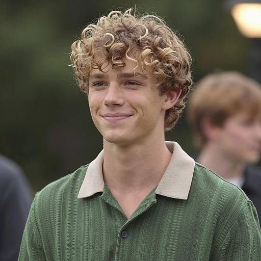 Cheerful Young Man in Green Shirt