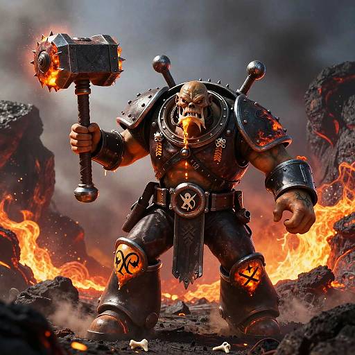 Ork Warlord Charging Volcanic Chasm