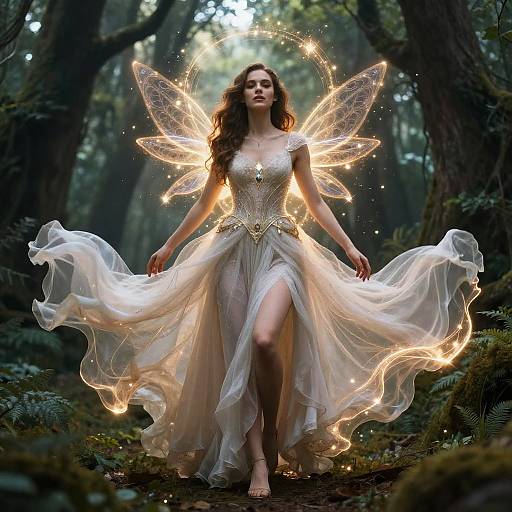 Enchanting Fantasy Woman in Glowing Dress