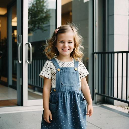 Smiling Toddler Girl in Chambray Pinafore
