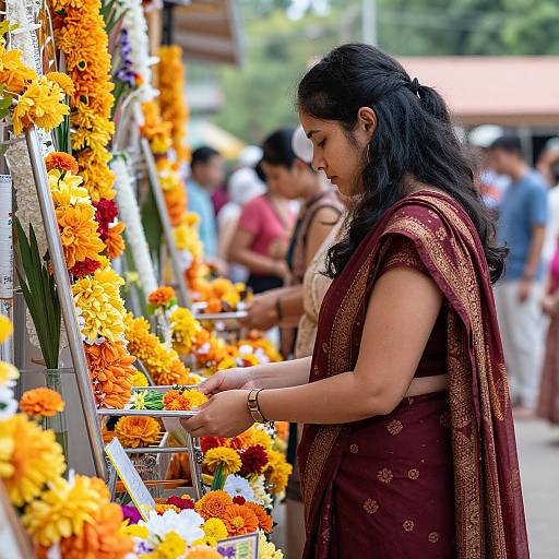 Woman in Floral Reverence