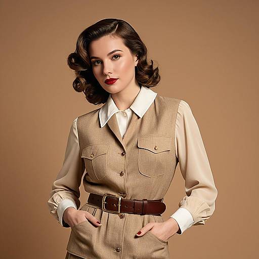 Elegant 1940s Fashion Illustration in Digital Art