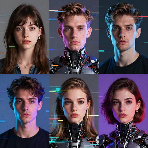 Futuristic Cybernetic Glitch Portraits
