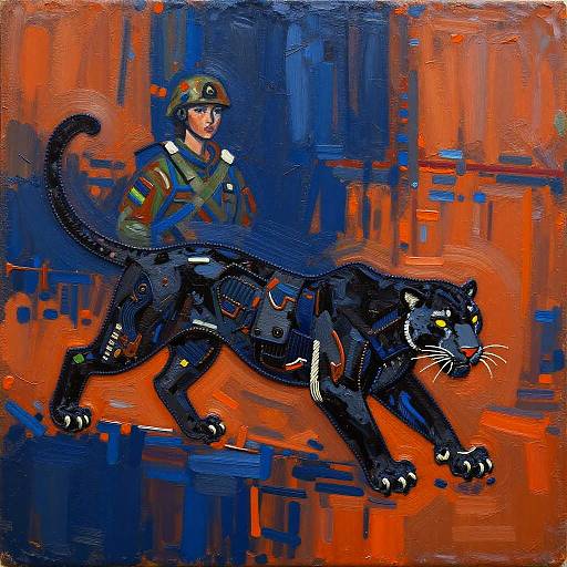 Abstract Embroidery Lace Black Panther Art