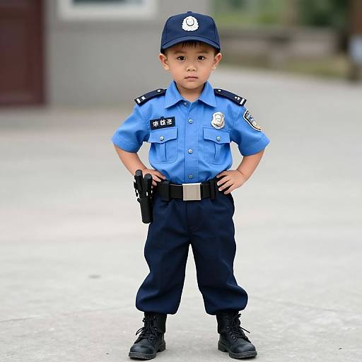 Young Boy in Police Uniform