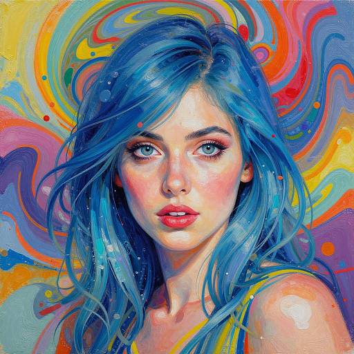 Vibrant Blue-Haired Woman Portrait