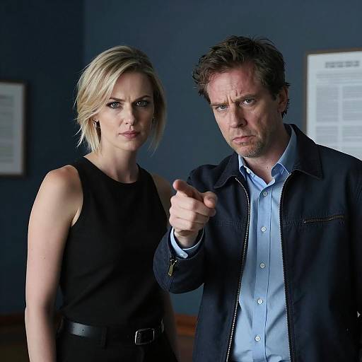 Intense Duo in Dimly Lit Room