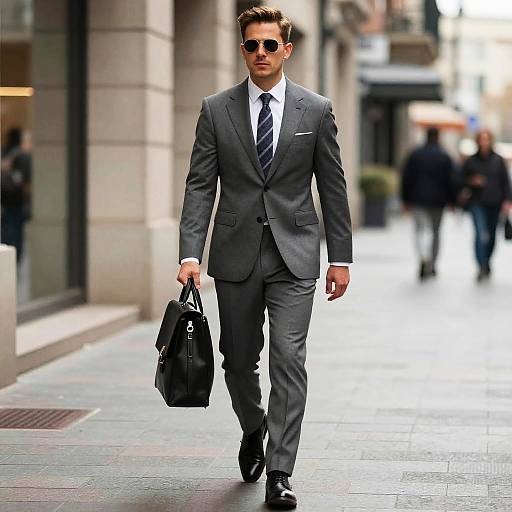 Stylish Man Walking in Suit