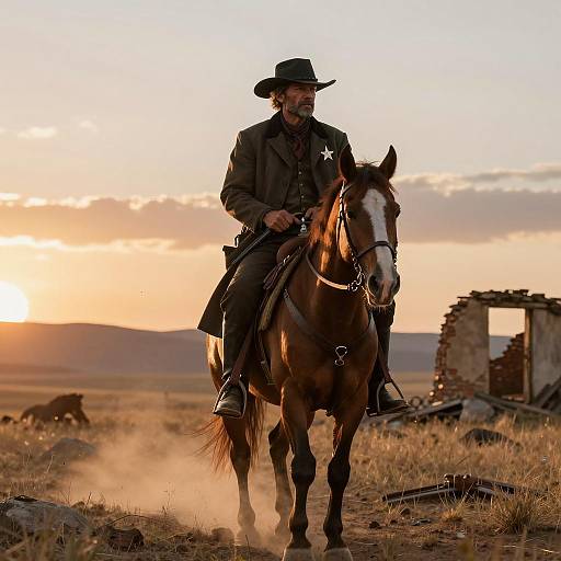 Cinematic Lone Gunslinger at Sunset