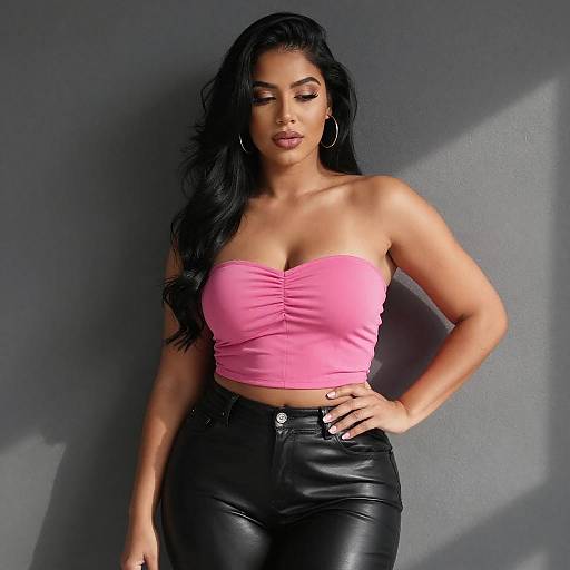 Confident Woman in Pink and Leather