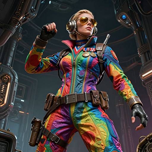 Heroic Sci-Fi Fighter Pilot Portrait