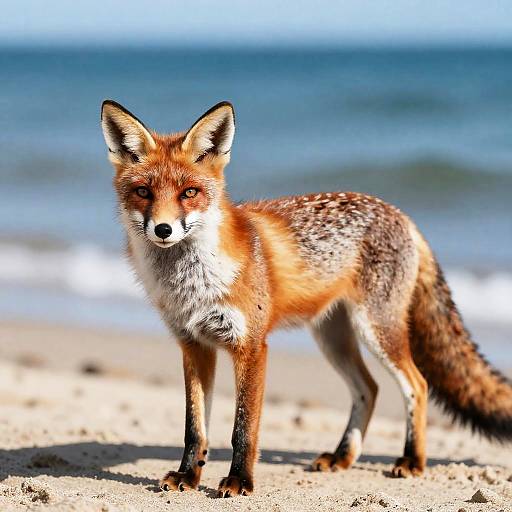 Vibrant Red Fox on Mediterranean Beach