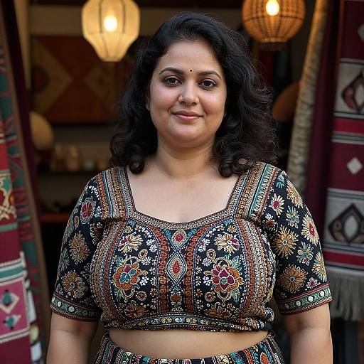 Middle-Aged Woman in Sambalpuri Attire