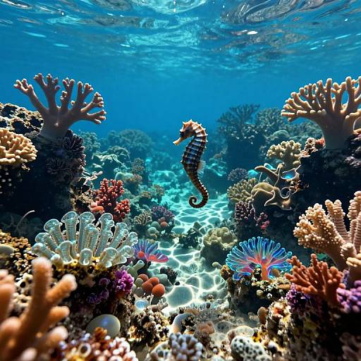 Surreal Underwater Seahorse Journey