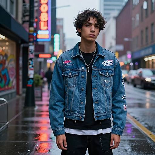 Urban Streetwear Denim Jacket Scene