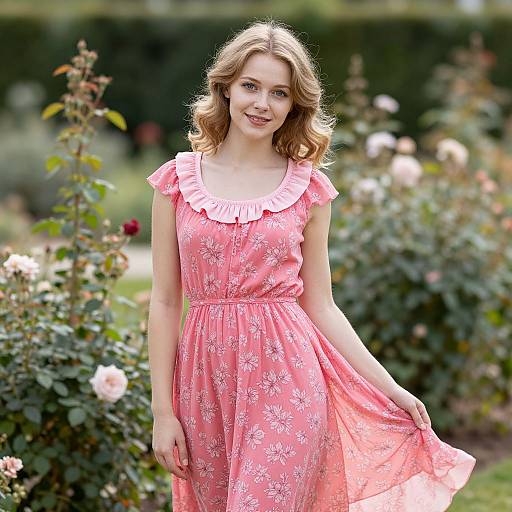 Sunlit Garden Blonde Woman