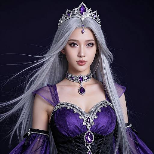 Fantasy Queen in Regal Purple Costume