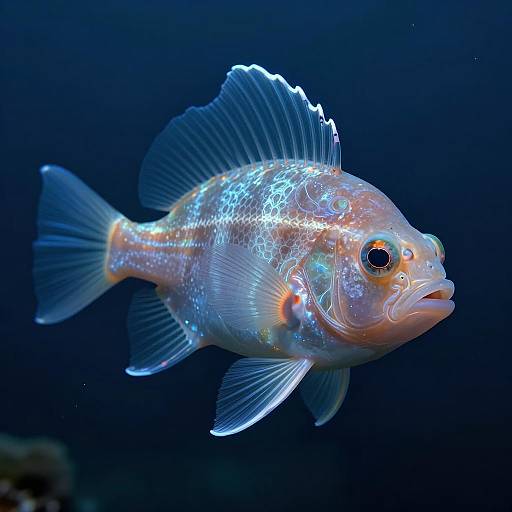Bioluminescent Deep Sea Fish in Oceanic Trench