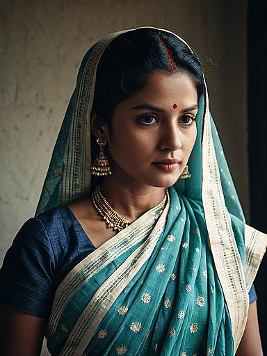 Cinematic Elegance: Woman in Malmal Saree