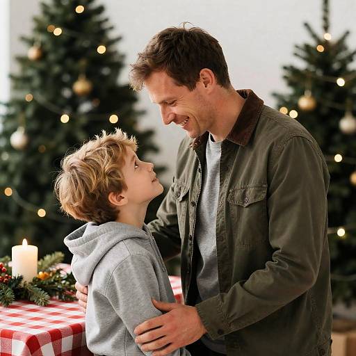 Warm Father-Son Christmas Moment